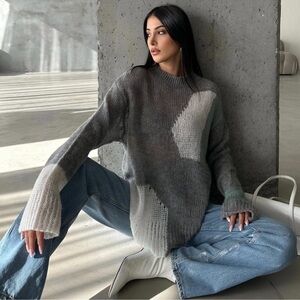 Zara Colorblock Open Knit Sweater